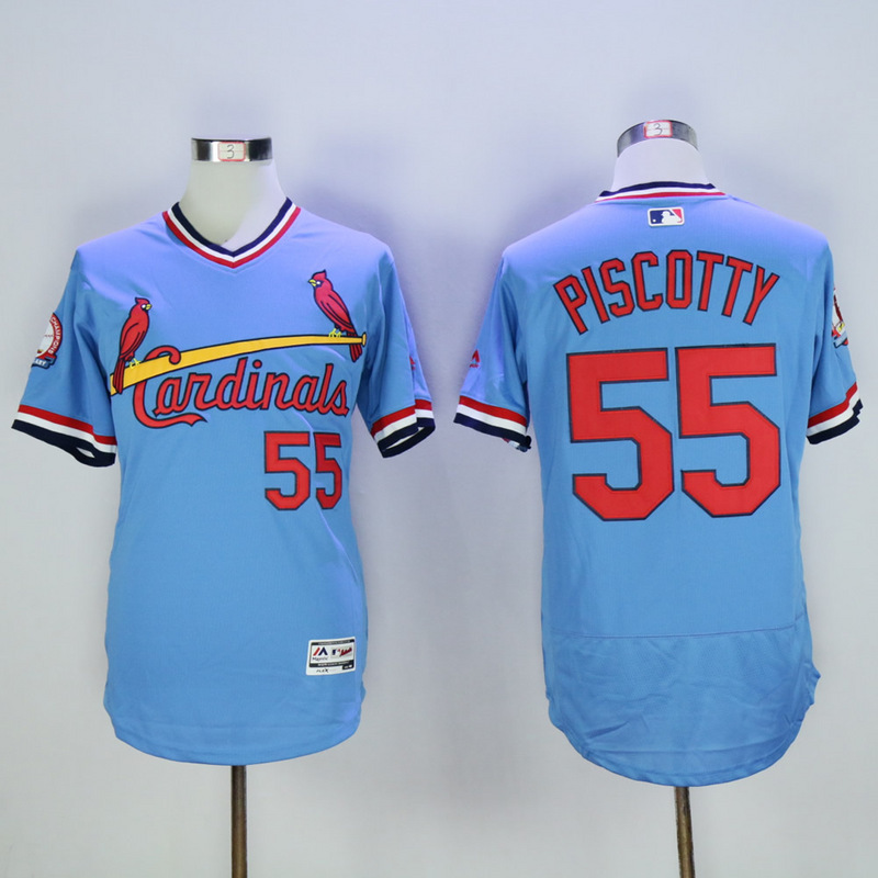 MLB St.Louis Cardinals #55 Stephen Piscotty Blue Pullover Throwback Jersey