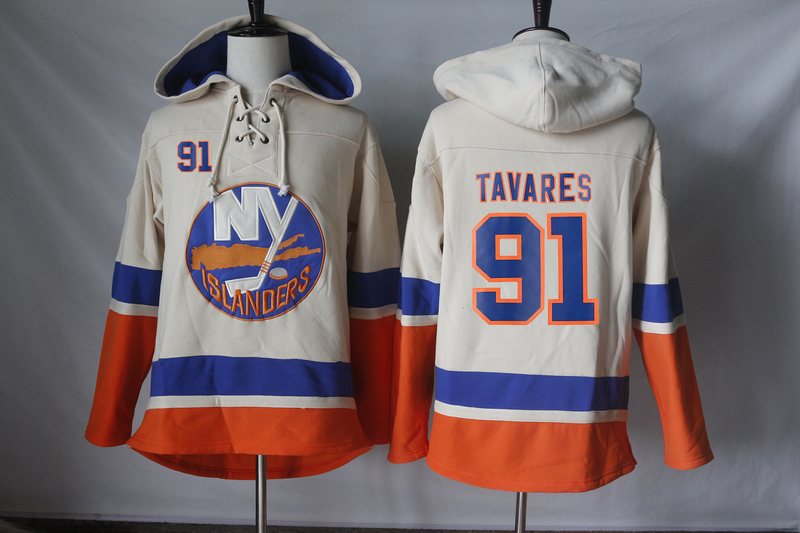 NHL New York Islanders #91 Tavares Cream Hoodie