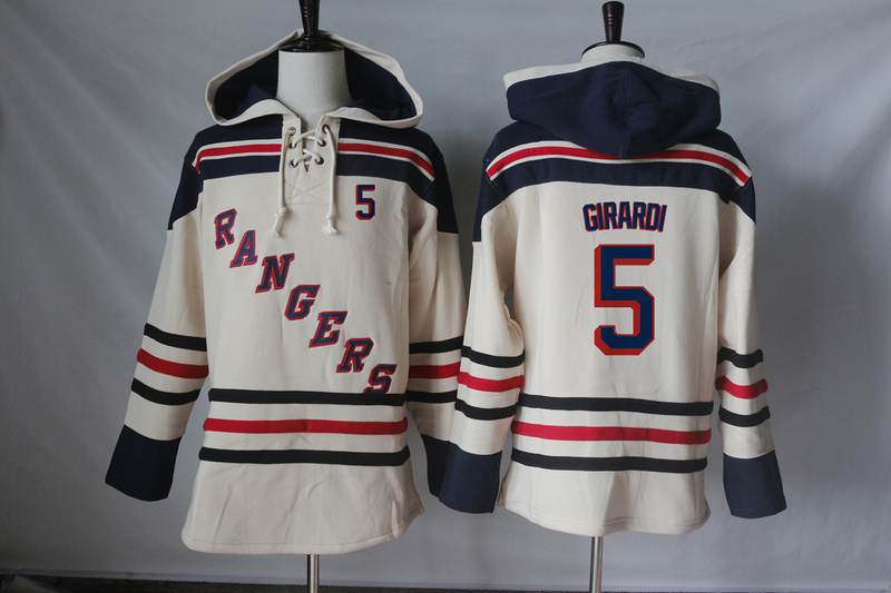 NHL New York Rangers #5 Girardi Cream Hoodie
