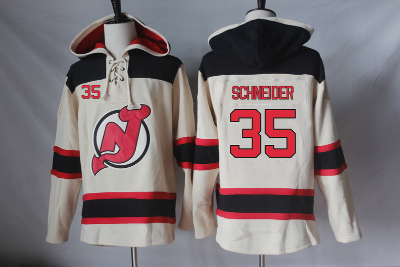 NHL New Jersey Devils #35 Schneider Cream Hoodie