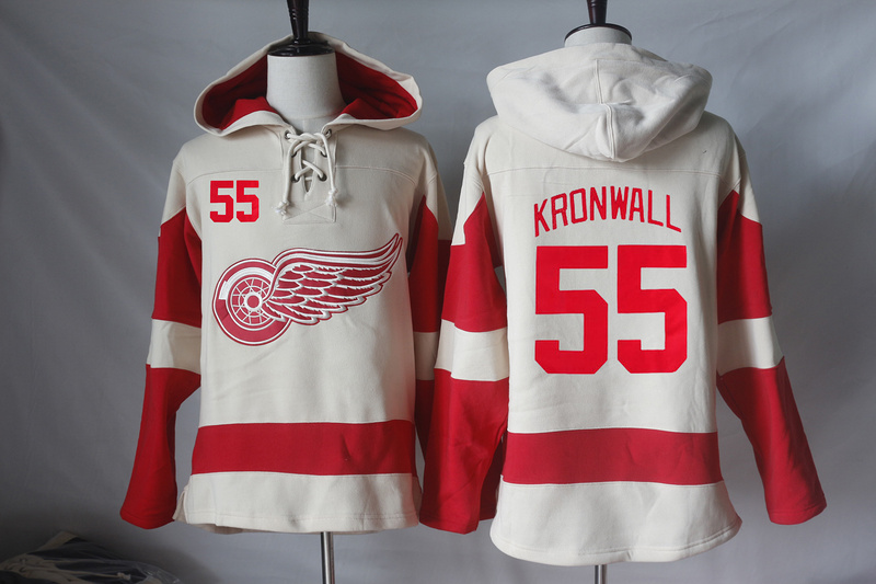 NHL Detroit Red Wings #55 Kronwall Cream Hoodie
