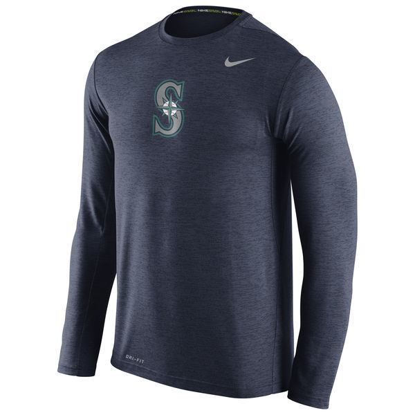 Seattle Mariners Nike Stadium Dri-FIT Touch Long Sleeve Top - Navy 