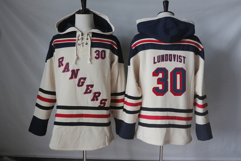 NHL New York Rangers #30 Lundovist Cream Hoodie