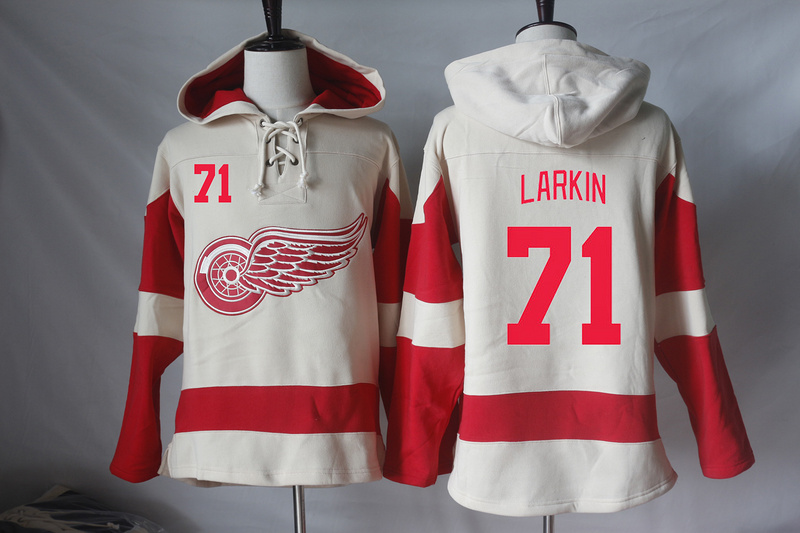 NHL Detroit Red Wings #71 Larkin Cream Hoodie