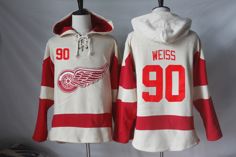 NHL Detroit Red Wings #90 Weiss Cream Hoodie