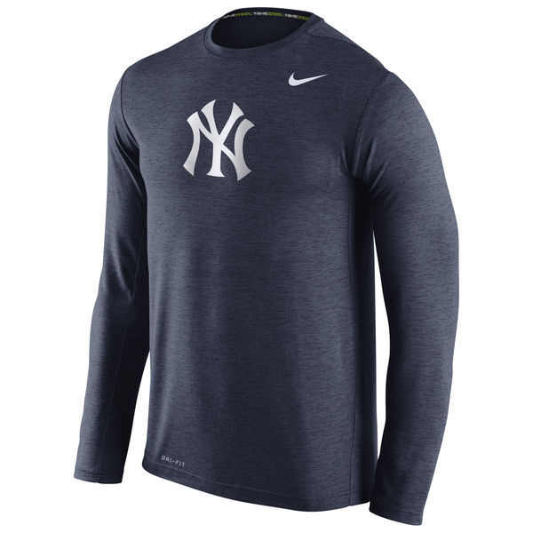 New York Yankees Nike Stadium Dri-FIT Touch Long Sleeve Top - Navy 