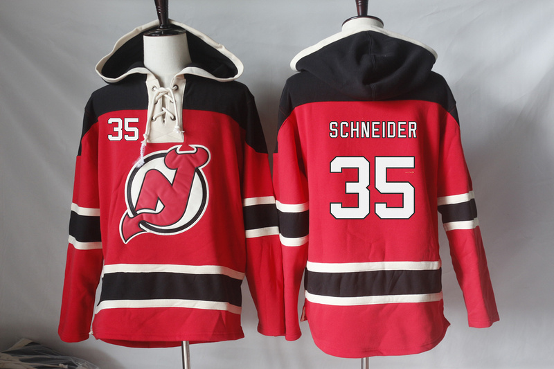 NHL New Jersey Devils #35 Schneider Red Hoodie