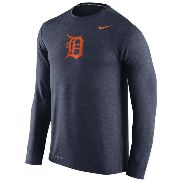 Detroit Tigers Nike Stadium Dri-FIT Touch Long Sleeve Top - Navy 