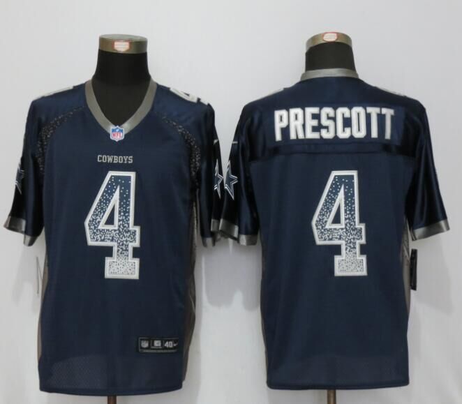 NEW Nike Dallas Chargers 4 Prescott Drift Fashion Blue Elite Jerseys