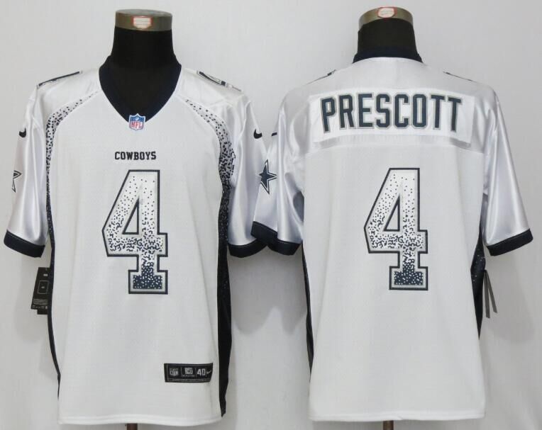 NEW Nike Dallas Cowboys 4 Prescott Drift Fashion White Elite Jersey