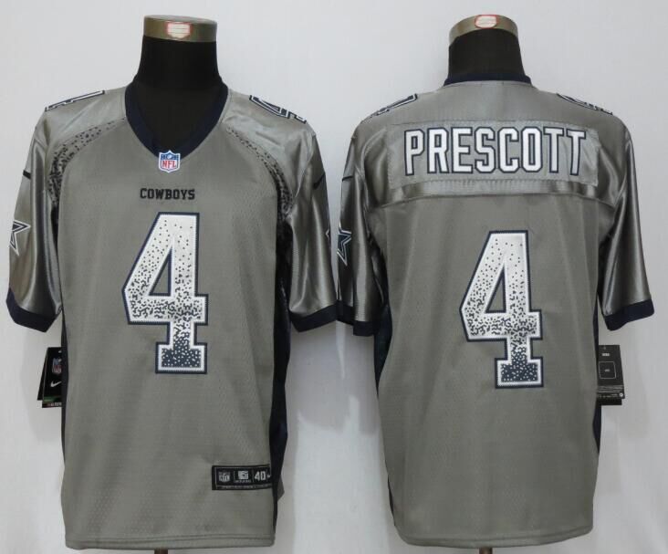 NEW Nike Dallas Chargers 4 Prescott Drift Fashion Gray Elite Jersey