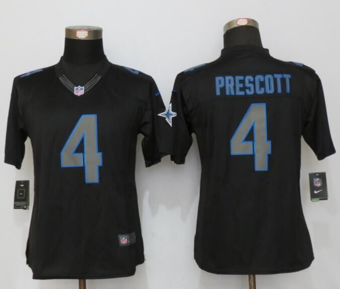 Womens Nike Dallas cowboys 4 Prescott Impact Limited Black Jersey