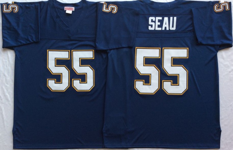 NFL San Diego Chargers Blue #55 Seau D.Blue Throwback Jersey