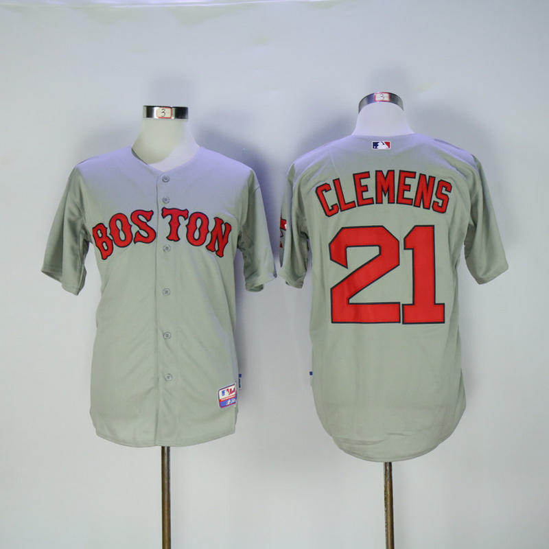 MLB Boston Red Sox #21 Clemens Grey Elite Jersey