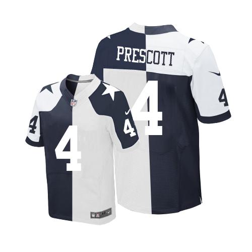 Nike Cowboys #4 Dak Prescott Navy Blue White Mens Stitched NFL Elite Split Jersey