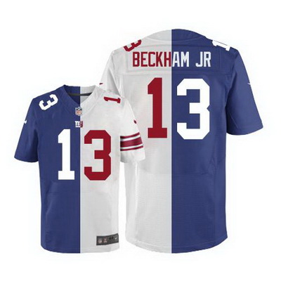 Nike Giants #13 Odell Beckham Jr Royal Blue White Mens Stitched NFL Elite Split Jersey 