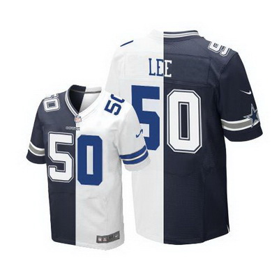 Nike Cowboys #50 Sean Lee Navy Blue White Mens Stitched NFL Elite Split Jersey 