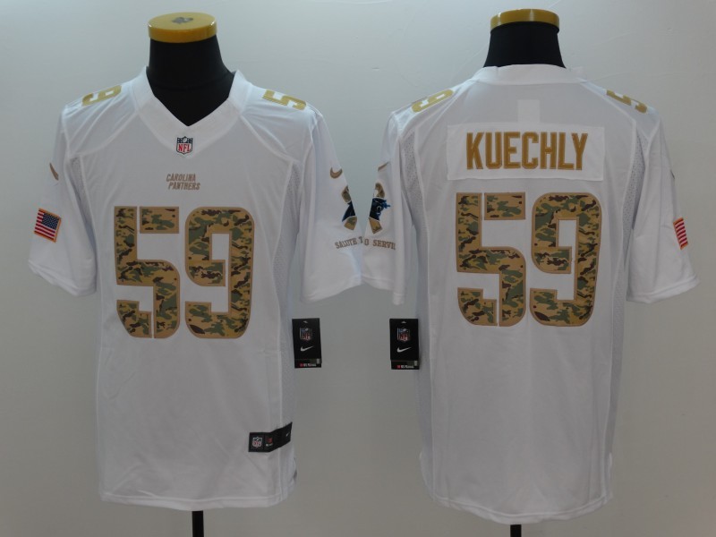 Nike Carolina Panthers #59 Kuechly White Saulte to Service Jersey