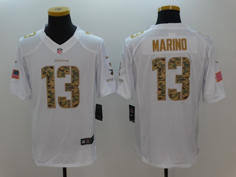 Nike Miami Dolphins #13 Marino White Saulte to Service Jersey