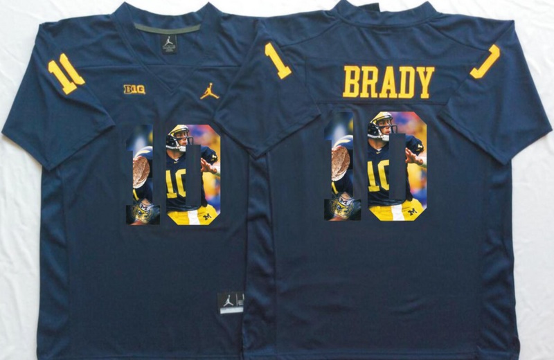 NCAA Michigan Wolverines Blue #10 Brady Fashion Jersey