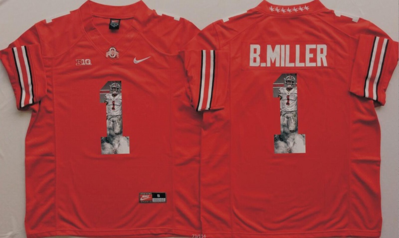 NCAA Ohio State Buckeyes #1 B.Miller Red Fashion Jersey
