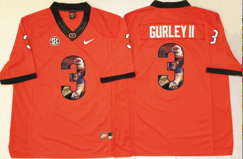 NCAA Georgia Bulldogs Red #3 Gurley II Fashion Jersey
