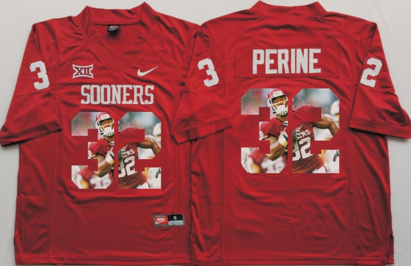 NCAA Oklahoma Sooners Red #32 Perine Fashion Jersey