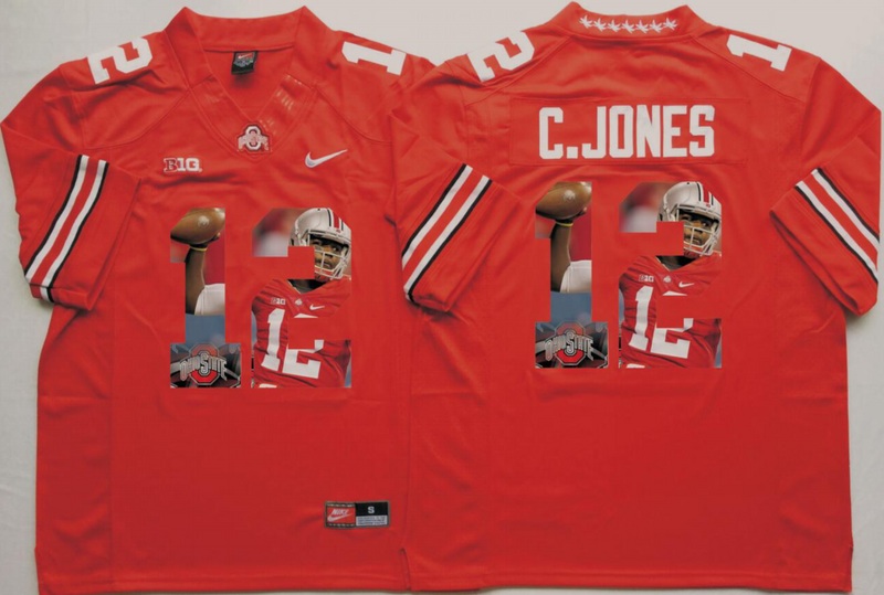 NCAA Ohio State Buckeyes Red Limited #12 C.Jones Fashion jersey