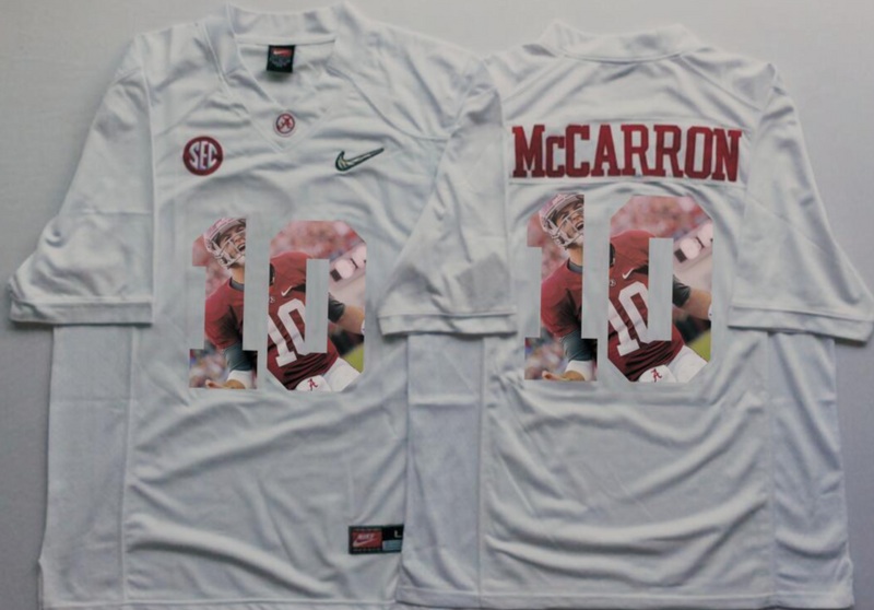 NCAA Alabama Crimson Tide White #10 McCARRON Fashion Jersey