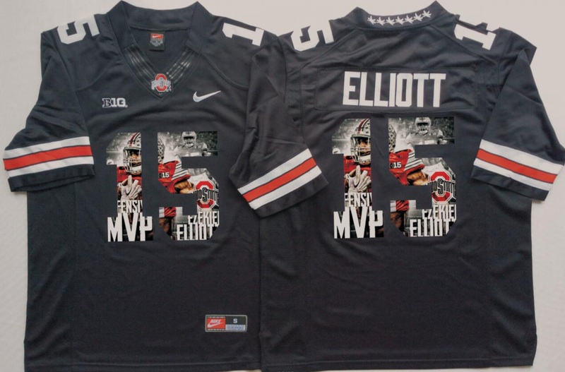 NCAA Ohio State Buckeyes Black Limited #15 Elliott Fashion Jersey