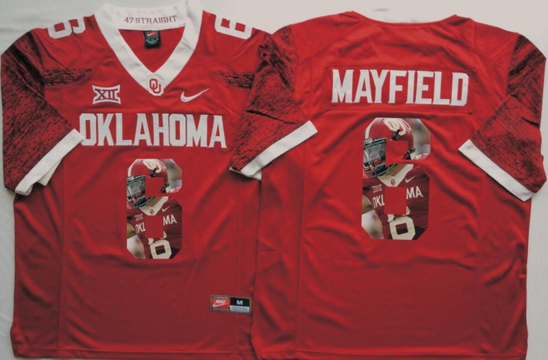 NCAA Oklahoma Sooners Red #6 Mayfield Fashion Jersey