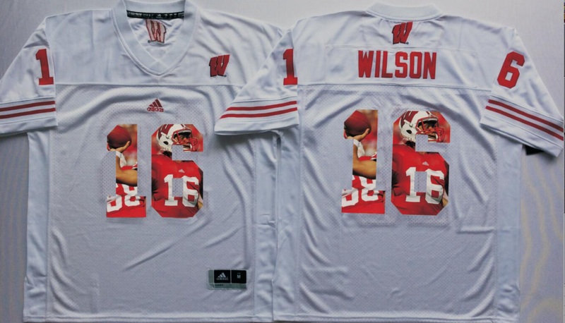 NCAA Wisconsin Badgers White #16 Wilson Fashion Jersey