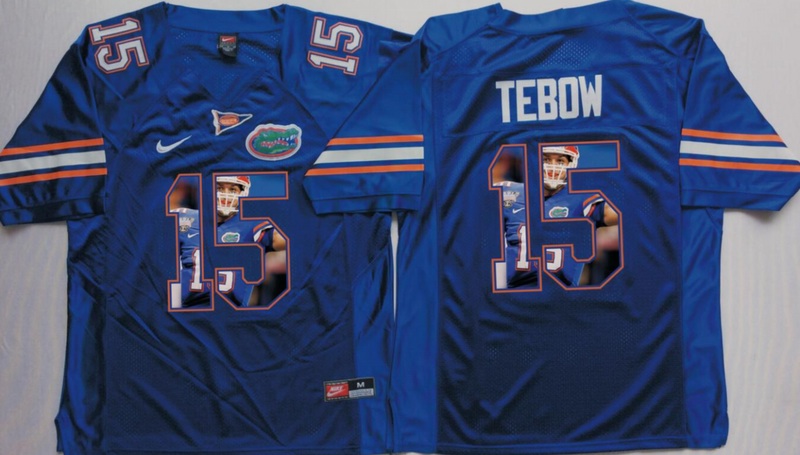 NCAA Florida Gators Blue #15 Tebow Fashion Jersey