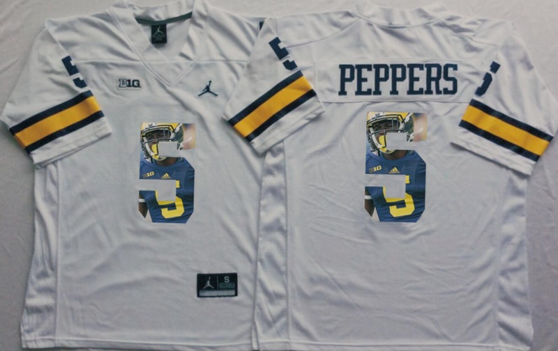 NCAA Michigan Wolverines White #5 Peppers Fashion Jersey
