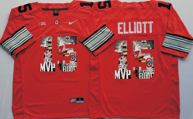 NCAA Ohio State Buckeyes Red #15 Elliott Fashion Jersey