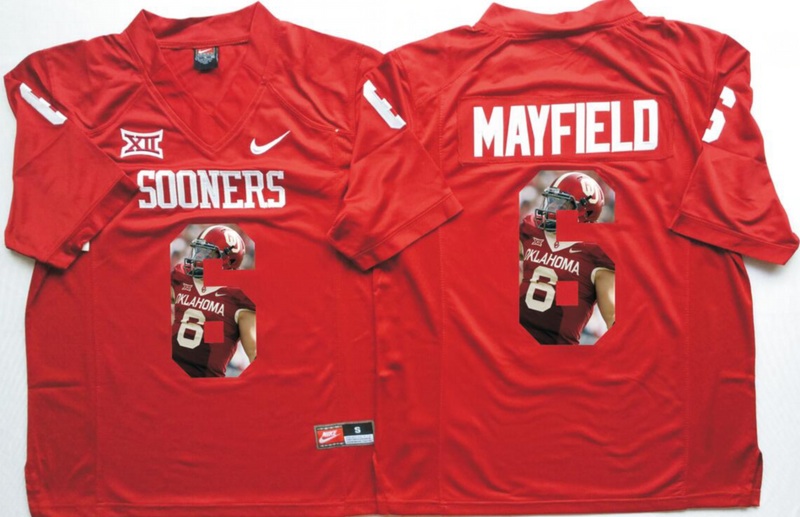 NCAA Oklahoma Sooners Red #6 Mayfield Fashion Jersey