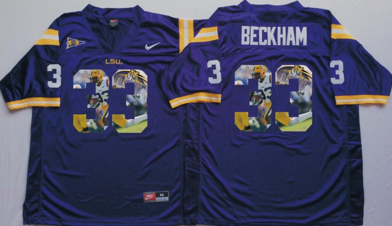 NCAA LSU Tigers Purple #33 Beckham Fashion Jersey
