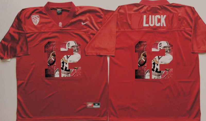 NCAA Stanford Cardinals Red #12 Luck Fashion Jersey