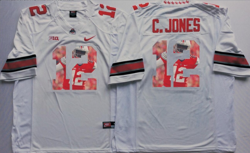 NCAA Ohio State Buckeyes White #12 C.Jones Fashion Jersey