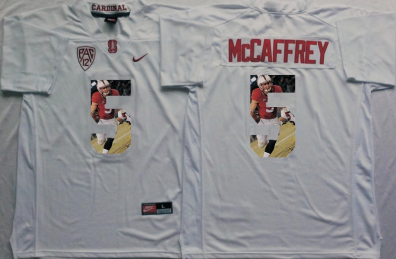 NCAA Stanford Cardinals #5 McCAFFREY White Fashion Jersey