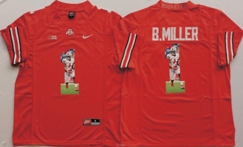 2016 Ohio State Buckeyes Red #1 B.Miller Fashion Jersey