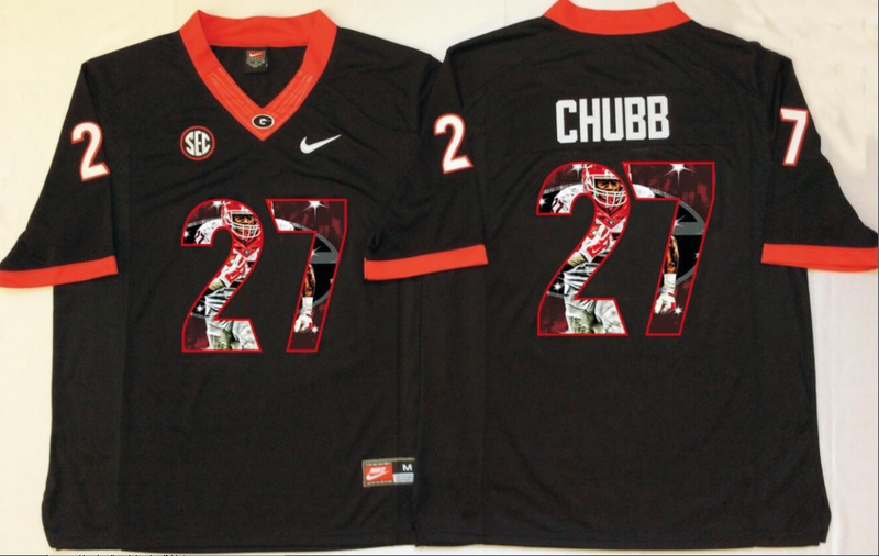 NCAA Georgia Bulldogs Black #27 Chubb Fashion Jersey