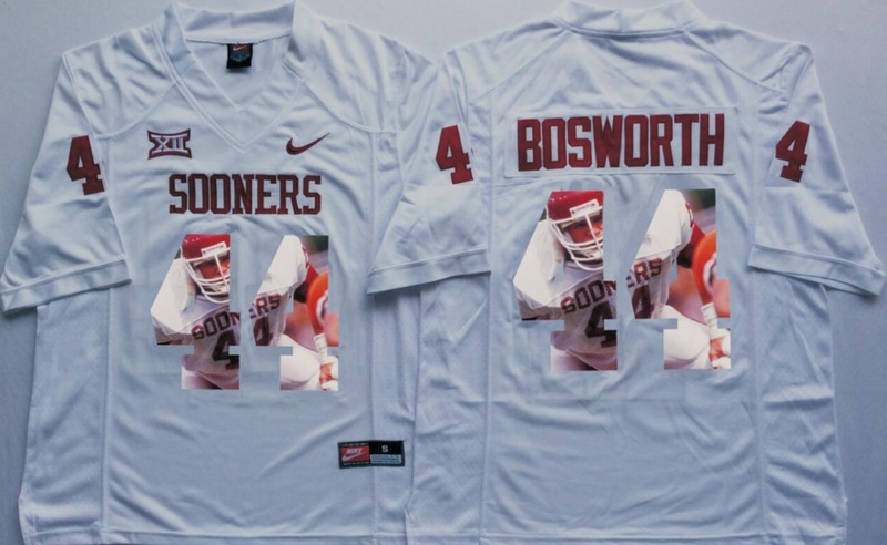 NCAA Oklahoma Sooners White #44 Bosworth Fashion Jersey