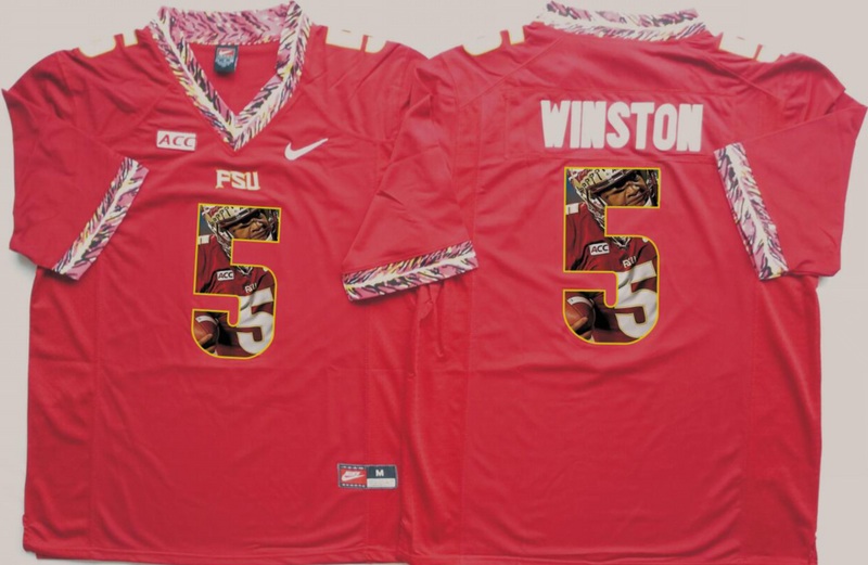 NCAA Florida State Seminoles Red #5 Winston Fashion Jersey