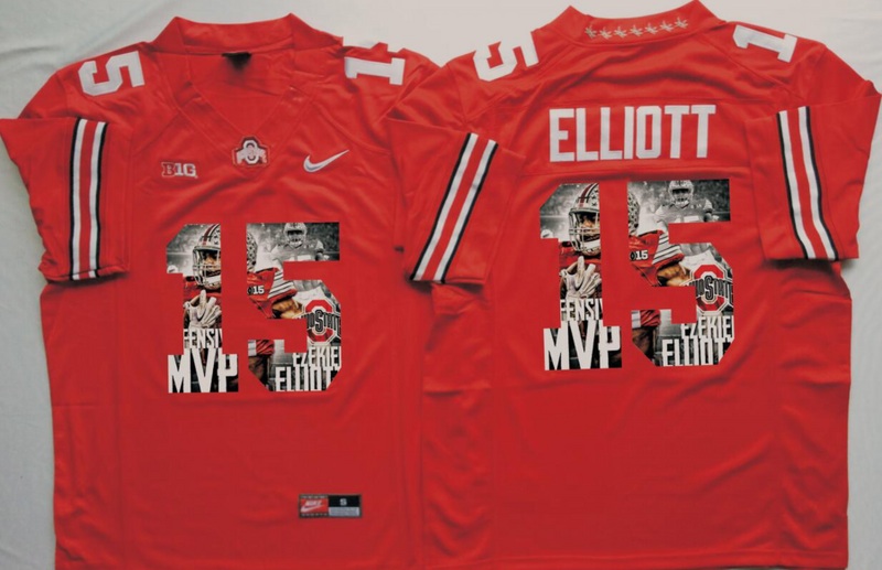 NCAA Ohio State Buckeyes #15 Elliott Red Fashion Jersey