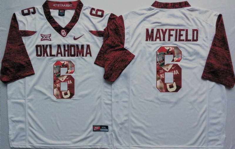 NCAA OKlahoma Sooners White #6 Mayfield Fashion Jersey