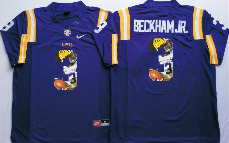 2016 LSU Tigers Purple #3 Beckham JR Fashion Jersey
