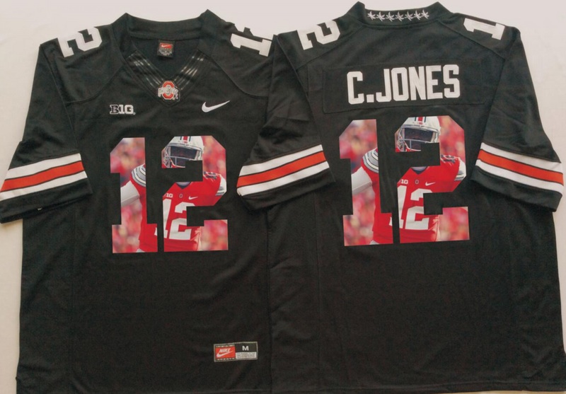NCAA Ohio State Buckeyes Black #12 C.Jones Fashion Jersey