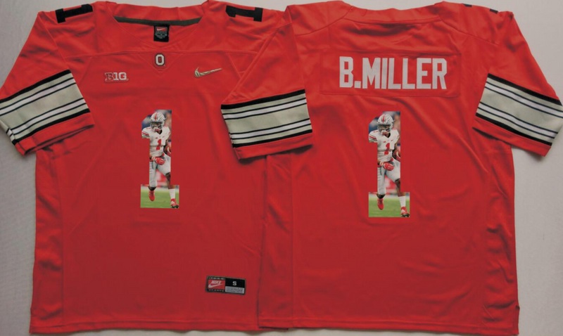 NCAA Ohio State Buckeyes Red #1 B.Miller Fashion Jersey