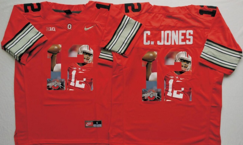 NCAA Ohio State Buckeyes Red #12 C.Jones Fashion Jersey